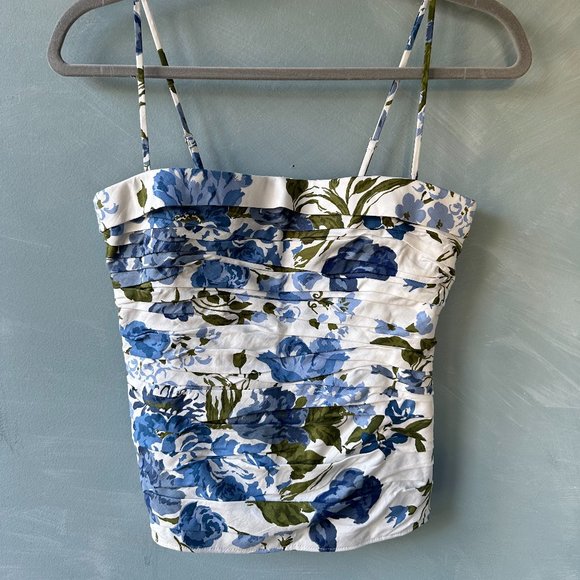 Reformation White and Blue Floral Crop Top - Picture 5 of 9